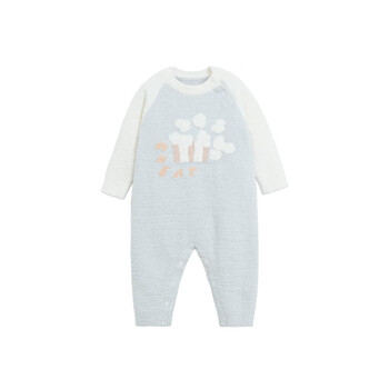 White wheat children's 2025 winter new anti-static jumpsuit for boys and girls home antibacterial rompers blue 80cm