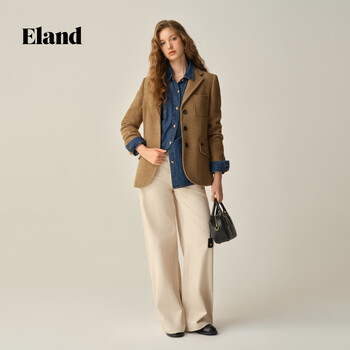 Eland suit women's fashion commuting herringbone jacket 2025 autumn new khaki 160