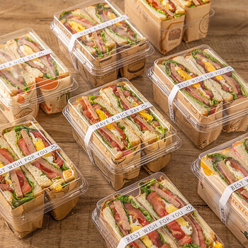 Sandwich packaging box paper kraft internet celebrity lunch box bag packaging special sandwich take-out box food grade