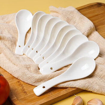 Sujiang ceramic small spoon underglaze color spoon household large spoon japanese spoon table spoon rice spoon pure white small spoon 10 pieces