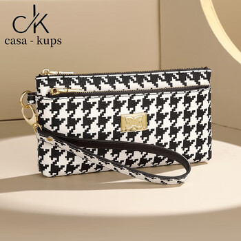 Casa-kupsck women's bag light luxury simple clutch feminine can hold mobile phone large capacity women's handbag wallet 2025 black