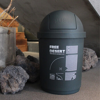 Huili's customized neighborhood nbhd black home industrial style with cover storage retro plastic garbage sanitary bin, dark green