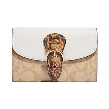 Coach kleo 15 contrasting classic presbyopic retro color matching pebbled snake grain leather and canvas clutch bag wallet basic outfit (bag + dust bag)