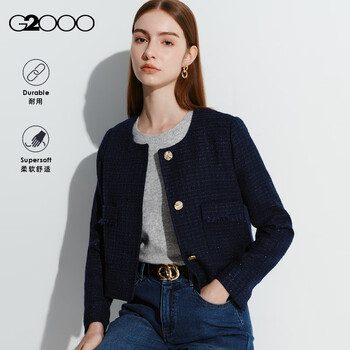 G2000 tweed short jacket with crisp fabric and fragrance style shopping mall dark indigo l