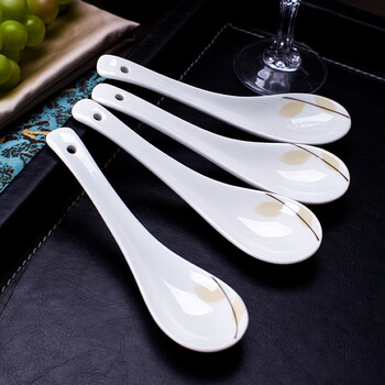 Remec bone china fragrant small soup spoon 6 pack ceramic spoon rice spoon simple bone china spoon