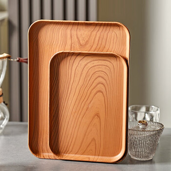 Baijie rectangular tray japanese tea tray home living room water cup tea cup tray fruit tray imitation wood grain tray medium size