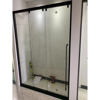 Clcey bathroom dry and wet separation bathroom partition toilet screen glass sliding door straight shower room extremely narrow edge 304 stainless steel black frame does not contain steam