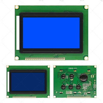 Ouhuayuan 12864b blue screen lcd screen 5v chinese font serial and parallel port st7920 compatible aip31020 controller 10k minimum order blue screen white text v2.3 version 5v