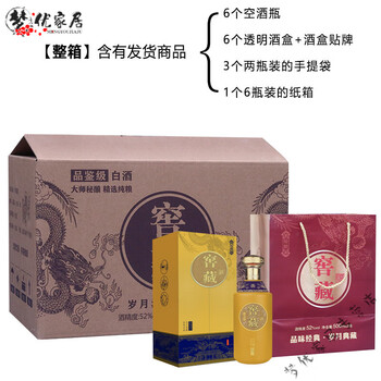 2024 year of the dragon empty bottles with packaging and sealed storage. yellow 1 box set with a total of 6 pieces with double opening box +