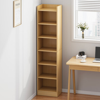 Haosenmeng bookshelf storage rack floor-standing simple multi-layer bedroom bookcase storage cabinet narrow slit corner wall small storage shelf six-layer model oak color 30*24*180cm