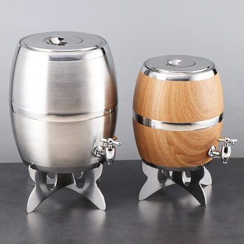 Sailoto bydish home bar beer barrel stainless steel draft beer barrel fresh beer barrel draft beer barrel red barrel double-layer protection double-layer all-steel barrel with faucet 6l frame