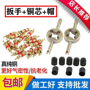 An junsheng electric vehicle valve core wrench, valve key, valve wrench to adjust deflation, american valve wrench, inner tube, 2 valve wrenches + 5 valve cores + 5 caps