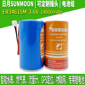 Water meter 3.6v unmoon hanxing riyue er34615m 3.6v water meter parallel battery single flat head (without wire or plug)