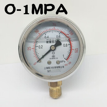 Shanghai lianli seismic pressure gauge yn60 seismic vacuum water pressure hydraulic pressure gauge 1.6/40/-0.1-0mpa 0-1mpa