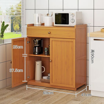 Huili custom-made rural household cabinets, kitchen sideboards, breathable storage cabinets, microwave storage racks, old-fashioned, original color, 3 layers, 69 long, single drawer sideboards, double doors