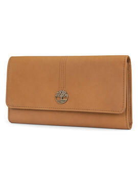 Timberland women's leather rfid flap wallet clutch, wheat (nubuck) one size