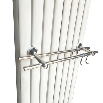 Huili, buy 2 and get 1 free, radiator clothes drying rack, special storage rack for heating, stainless steel towel bar hook, clothes hanging artifact, 80 cm double rod with 6 hooks, special for curved surface