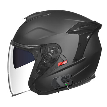 Lanyue motorcycle helmet half helmet with bluetooth headset large size three-quarters helmet 3/4 male large size 4xl matte black (with bluetooth headset) xl