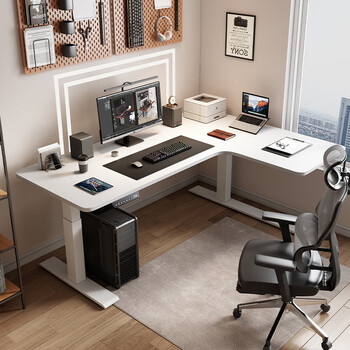 Corner electric lift table home study table office desk workbench gaming table black lift desk computer table right corner/white environmentally friendly board 160*100cm dual motors