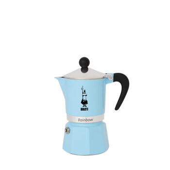 Bialetti moka pot, aluminum, 6-cup serving, suitable for both gas and electric stoves, espresso machine, light blue, light blue, 30 x 20 x 15 cm