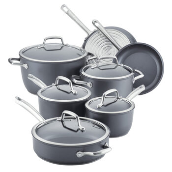 Anolon 12-piece nonstick cookware set for multi-stove hard anodized cookware
