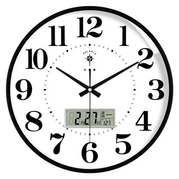 Polaris (polaris) clock wall clock living room home silent clock modern wall-mounted simple wall clock 2025 new quartz clock minimalist black upgraded movement calendar week temperature diameter 35cm