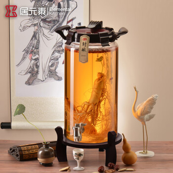Ju element high-end thickened heat-resistant glass sealed wine soaking tank wine container wine bottle with faucet base 10l
