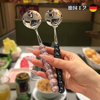 Spoon girly heart light luxury pearl with ceramic handle stainless steel ins304ins spoon fork eating spoon exquisite production of sterile raw materials pearl spoon colorful high-end pearl spoon y4 mix and match pack very stylish