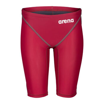Arena boys' professional racing swimming trunks, knee-length and tight, anti-chlorine sunscreen upf50+, environmentally friendly fabric, competition training, deep red 28