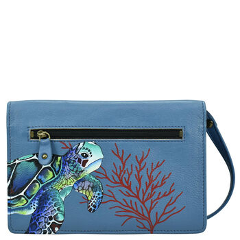 Anna by anuschka wallet women leather hand painted leather organizing wallet sapphire