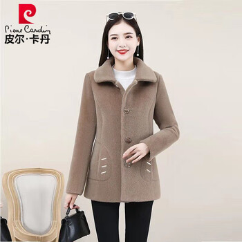 Pierre cardin mink velvet jacket for middle-aged mothers 2025 autumn and winter new furry big d size warm top for the elderly camel jacket version plus velvet xxl recommended 120-140 jin