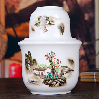 Half a pound wine warmer ceramic household rice wine warmer set hot wine scalding wine kettle white wine chinese retro wine scalding set qingshan mangrove