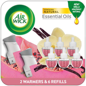 Air wick essential oil plug-in air freshener vanilla pink papaya scent 360 days lasting
