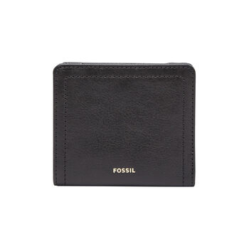 Fossil women's logan leather rfid blocking folding wallet women's black one size