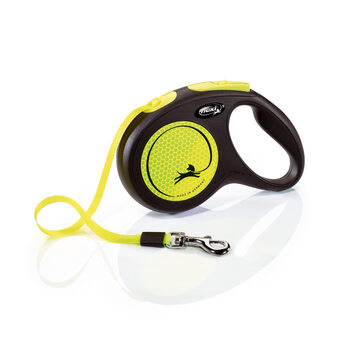 Flexi medium dog leash 4.8m nylon reflective dog leash yellow black
