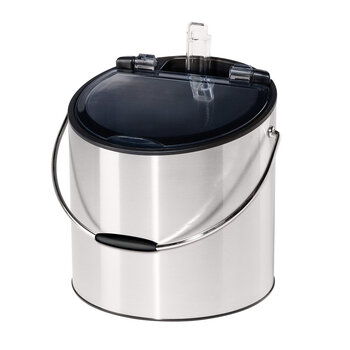 Oggi stainless steel ice wine bucket with flip-top lid and ice scoop, can hold 2 bottles