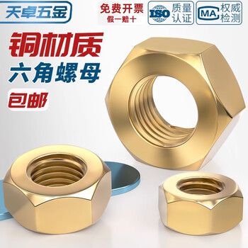 Tianzhuo hardware national standard pure brass nut full copper hexagon nut screw cap m1m2m3m4m5m6m8m10m12m16m20mm m20 1 piece