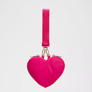 Lululemon lululemon women's bag, double heart-shaped wristlet bag, mini cute handbag, gift for girlfriend, passionate pink/gold