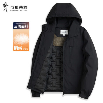 Dances with wolves three-proof fabric jacket men's winter hooded goose down liner down jacket men's light outdoor warm jacket