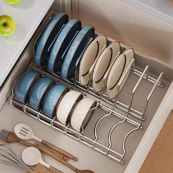 Aomingyuan dish storage rack dish kitchen drawer storage partition built-in dish rack cabinet tableware plate storage rack extra thick and extra thick 304 stainless steel dish rack + dish rack