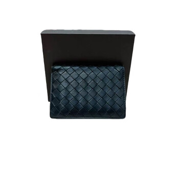 Second-hand 95 new bv bao black full leather woven long bifold wallet diejia card holder clutch bag men and women 96 new bv black full leather wallet card holder