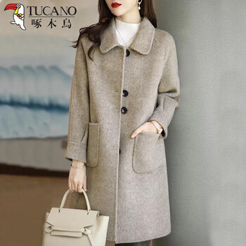 Woodpecker version off-code limited time woolen coat for women autumn and winter new woolen coat versatile for mothers apricot coat high quality version not easy to pilling thin and light xl recommended 110-120 catties