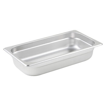Winco no. 1/3 stainless steel food plate, 6cm deep, anti-jamming and anti-deformation, commercial tableware