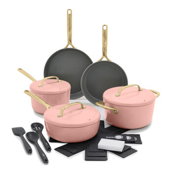 Greenpan 14-piece ceramic nonstick cookware set, hard-anodized, universal for induction stoves, pfas-free, healthy pots