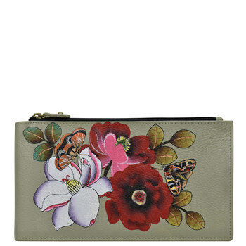 Anna by anuschka women's hand-painted leather wallet multifunctional zipper storage retro floral butterfly style various colors one size