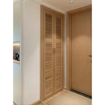 Sailotou shutter solid wood bedroom wardrobe toilet window simple balcony bay window partition invisible hanging rail folding door log flat door