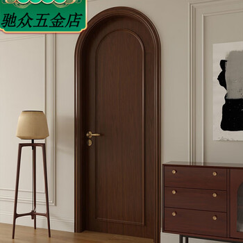 Jiyunmao customized french retro log new chinese style bedroom door painted room solid wood door arc arched flat door style walnut