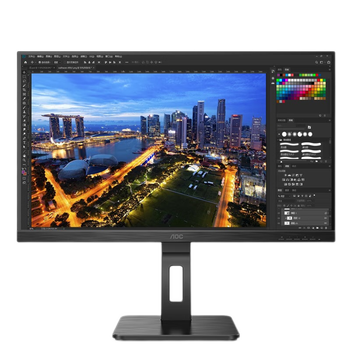 95% new aoc monitor q27p2u 27-inch 2k hd ips wide viewing angle rotating lifting tuv low blue light office design lcd computer display