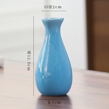 Zhenmao ceramic small vase european style small fresh hydroponic dried flower flower arranging device living room bedroom home desktop decoration assemblage ornaments small clean bottle style - blue