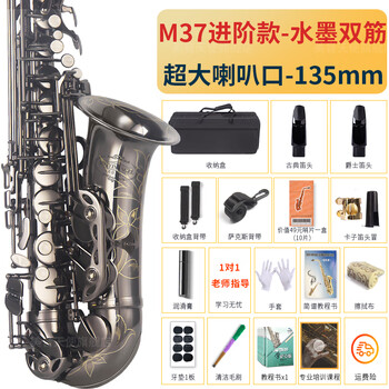 Angel of sound e-flat alto saxophone instrument wind pipe for adult beginners professional performance examination model recommended by big names m37 ink color - upgraded double ribs + double mouthpieces + teaching